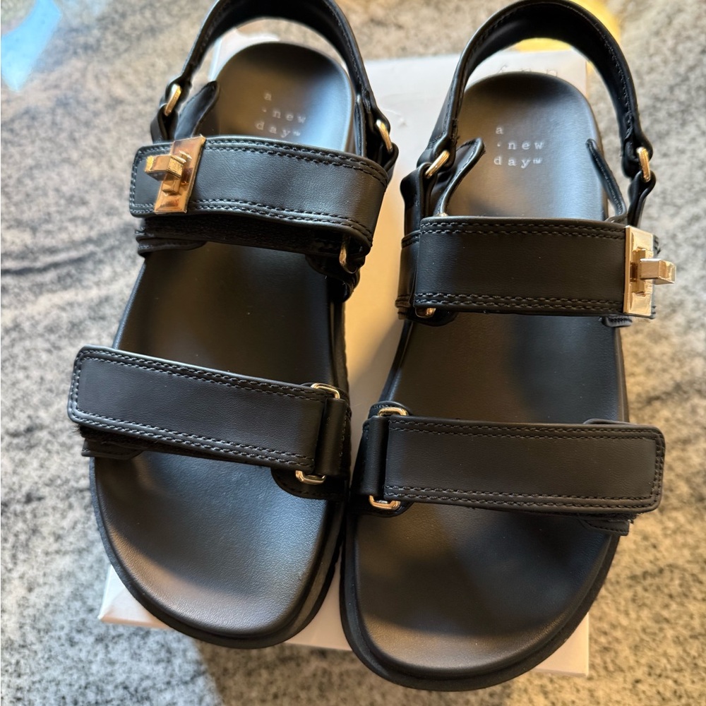 New Day Black & Gold Sandals